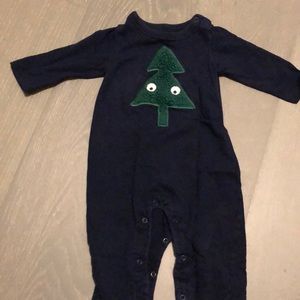 Baby Gap Christmas tree navy onesie